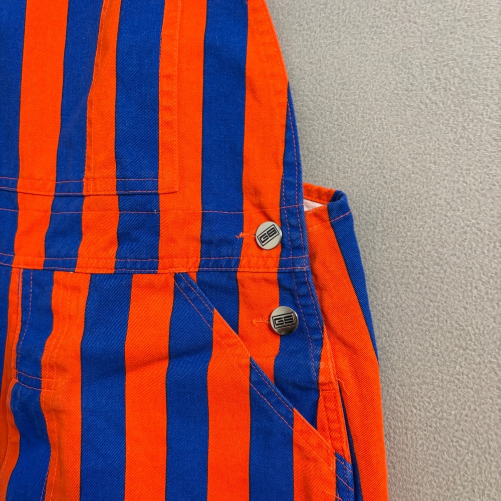 Game Bibs Orange Blue Striped Overalls Unisex Small Gameday Tailgate Cotton Bibs - Picture 5 of 9